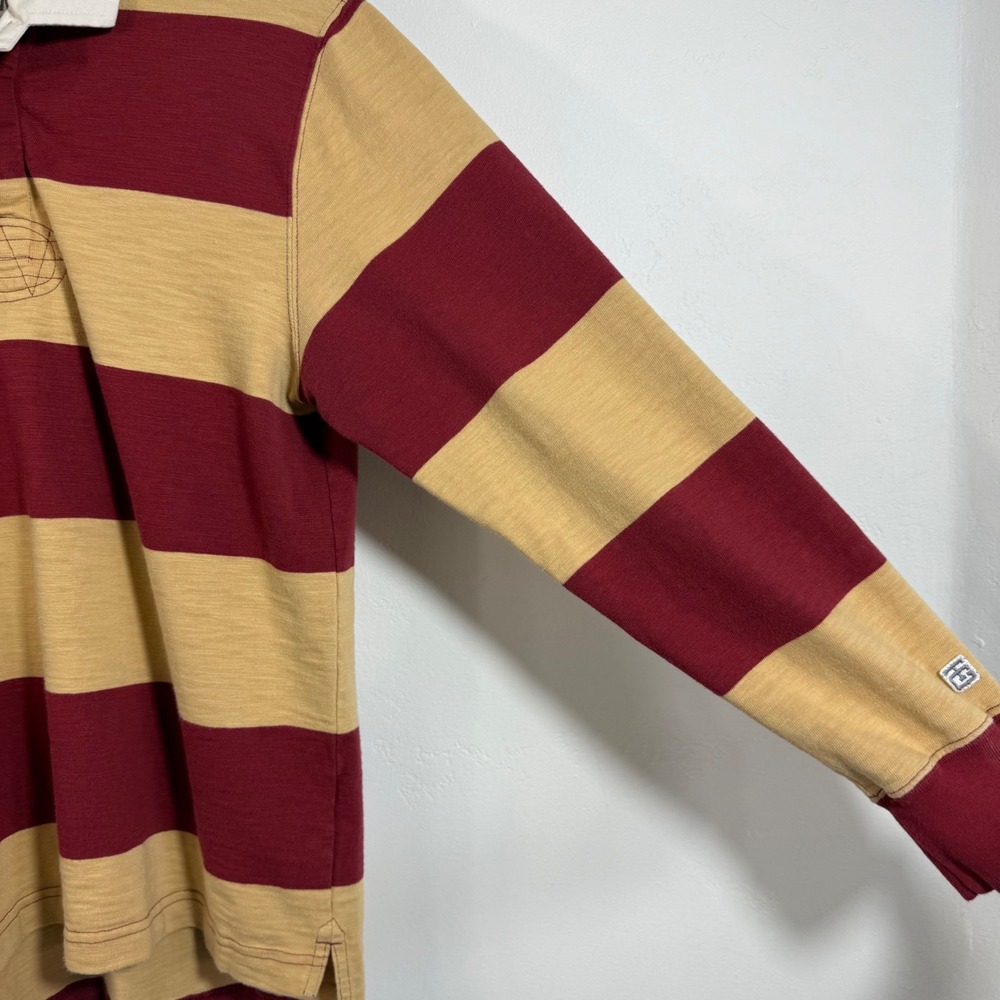Tailgate Rugby Shirt Yellow Burgundy Striped Preppy Collegiate Heritage Polo M - Picture 6 of 15